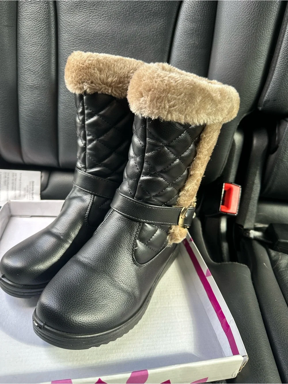 Black Quilted Faux-Fur Winter Boots - Women's